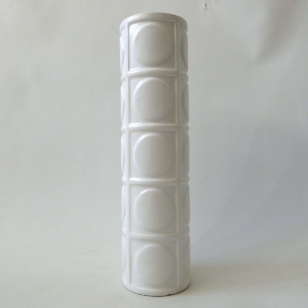 Vintage Modernist style cylinder tealight candle holder, White ceramic cylinder - Image 3