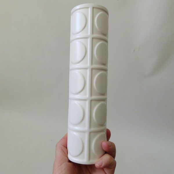 Vintage Modernist style cylinder tealight candle holder, White ceramic cylinder - Image 4