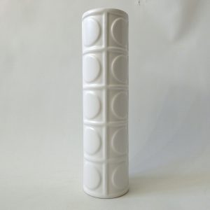 Vintage Modernist style cylinder tealight candle holder, White ceramic cylinder