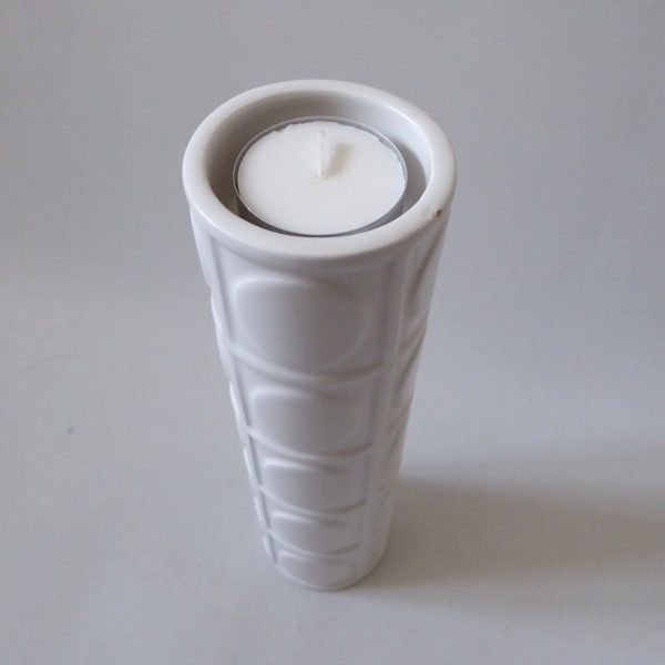 Vintage Modernist style cylinder tealight candle holder, White ceramic cylinder - Image 8