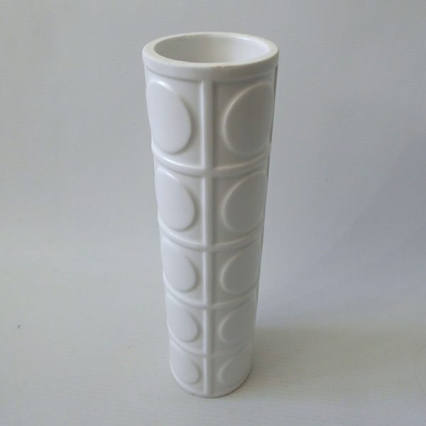 Vintage Modernist style cylinder tealight candle holder, White ceramic cylinder - Image 10