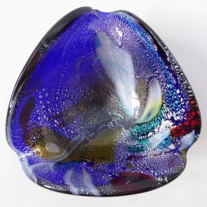 Vintage Murano art glass bowl. Cobalt blue & silver leaf dish ashtray, Avem styl