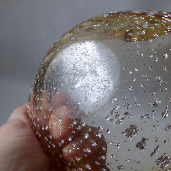 Vintage Murano art glass bowl. Gold & silver leaf scalloped controlled bubbles - Image 11