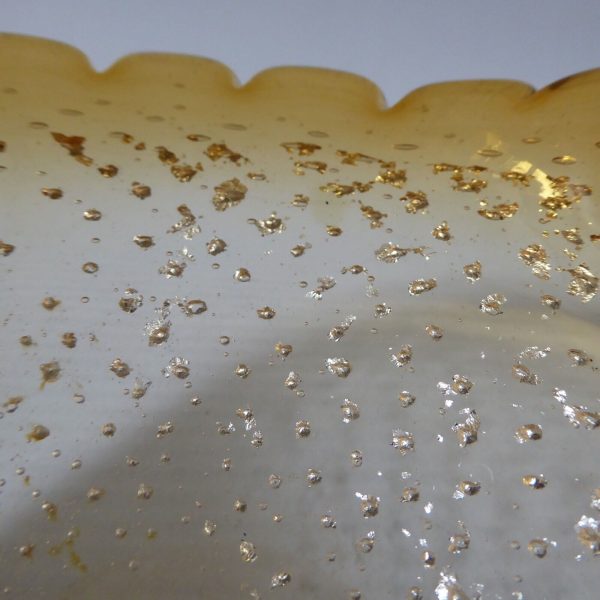 Vintage Murano art glass bowl. Gold & silver leaf scalloped controlled bubbles - Image 9