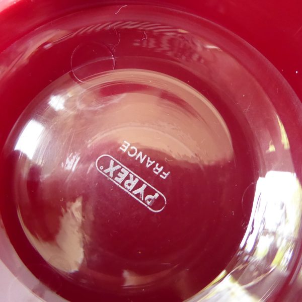 Vintage Pyrex DrinkUps glass & burgundy cups mugs. Set 6 retro drink ups - Image 10