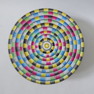 Vintage Raffia 8" round biscuit tin, Huntley & Palmers Ltd Reading multicoloured
