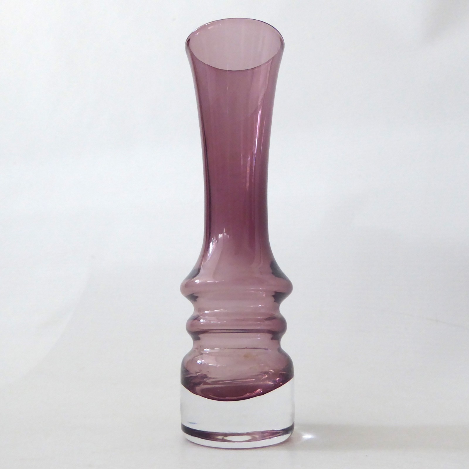 Vintage Sea Glasbruk hooped vase. 6" cased plum art glass. Swedish mid century - Image 2