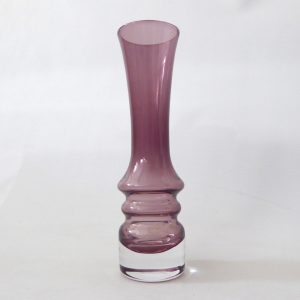 Vintage Sea Glasbruk hooped vase. 6" cased plum art glass. Swedish mid century