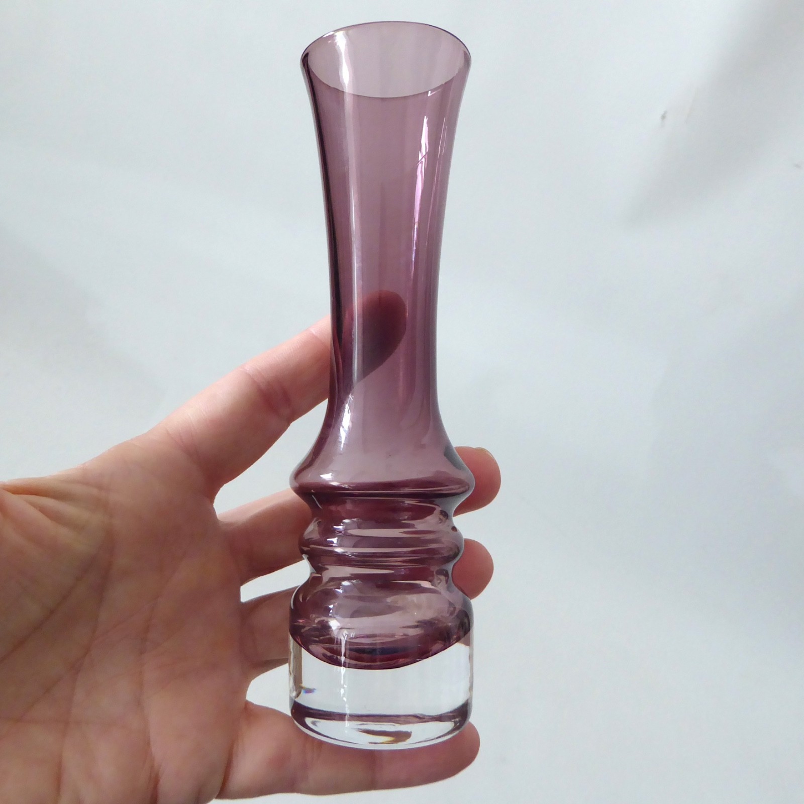 Vintage Sea Glasbruk hooped vase. 6" cased plum art glass. Swedish mid century - Image 4
