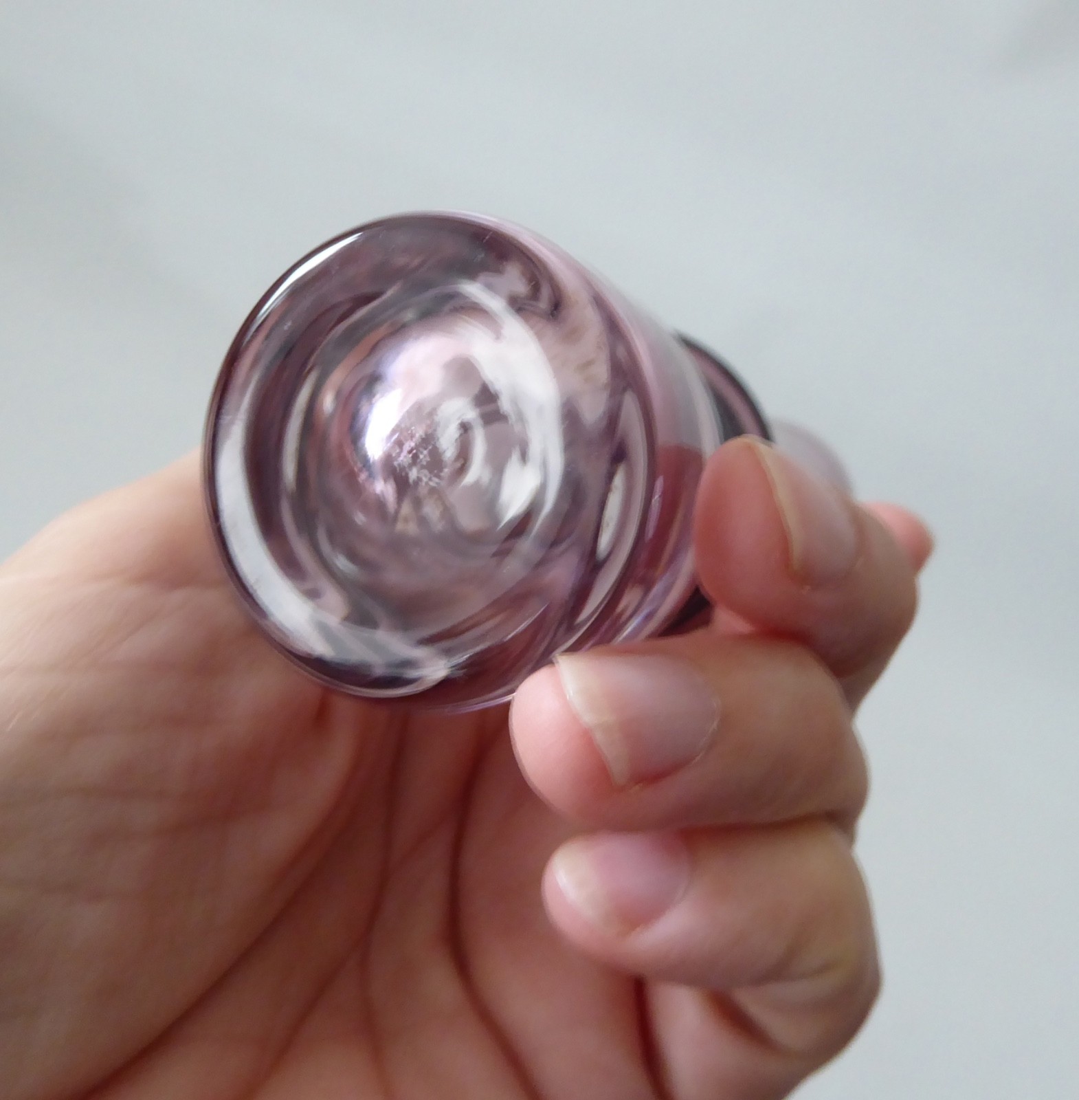 Vintage Sea Glasbruk hooped vase. 6" cased plum art glass. Swedish mid century - Image 5