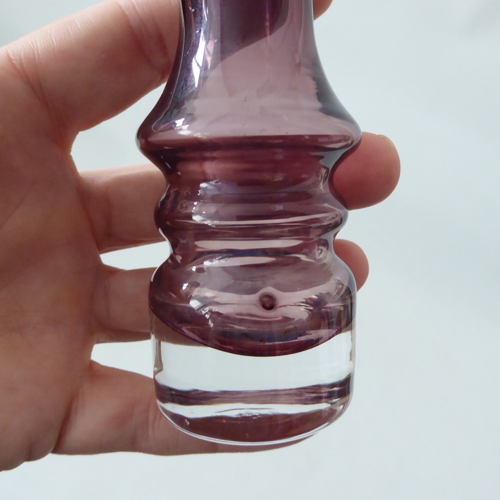 Vintage Sea Glasbruk hooped vase. 6" cased plum art glass. Swedish mid century - Image 7