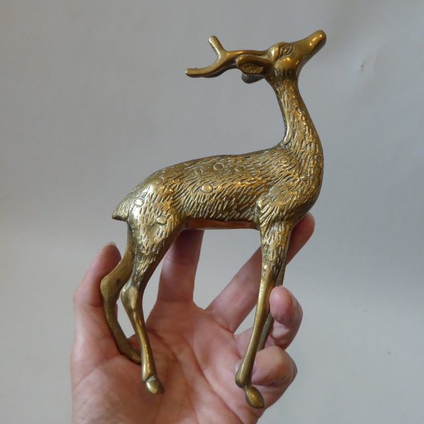 Vintage brass deer figurine. Stag/buck cast metal figure. Male retro animal, 70s - Image 11