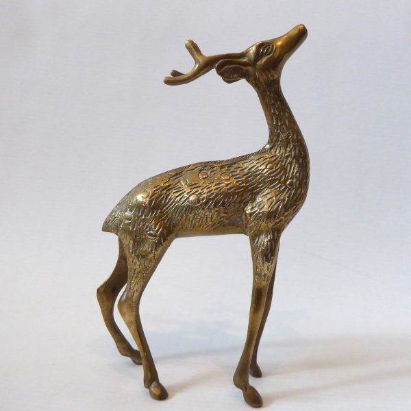 Vintage brass deer figurine. Stag/buck cast metal figure. Male retro animal, 70s - Image 7
