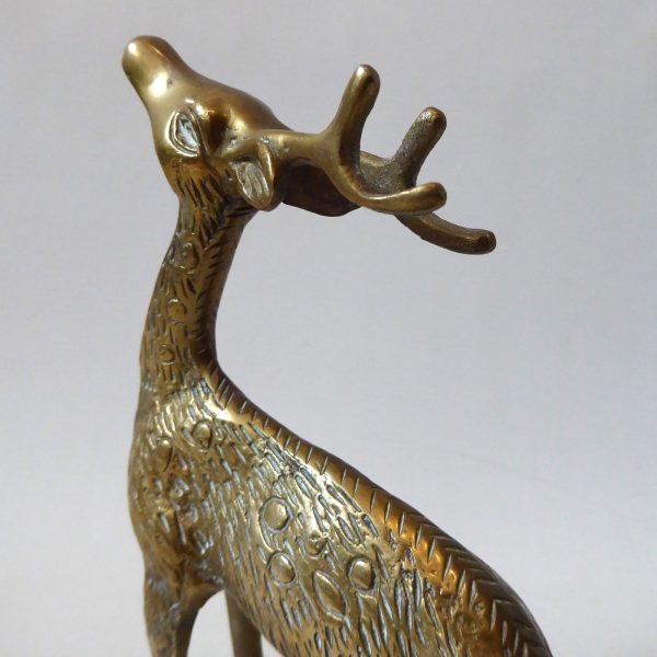 Vintage brass deer figurine. Stag/buck cast metal figure. Male retro animal, 70s - Image 9