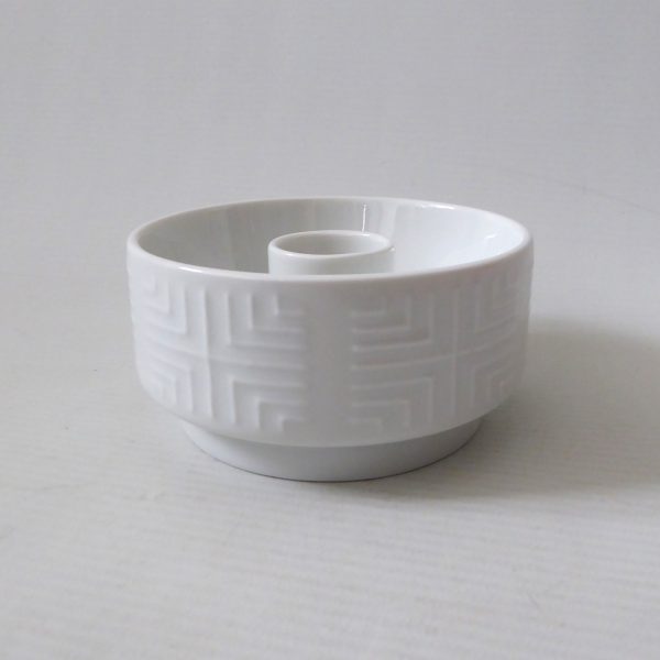 Vintage candle holder, Heinrich H&Co SELB Bavaria Germany porcelain white op art - Image 3