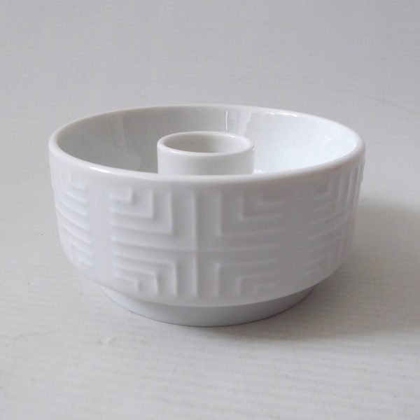 Vintage candle holder, Heinrich H&Co SELB Bavaria Germany porcelain white op art