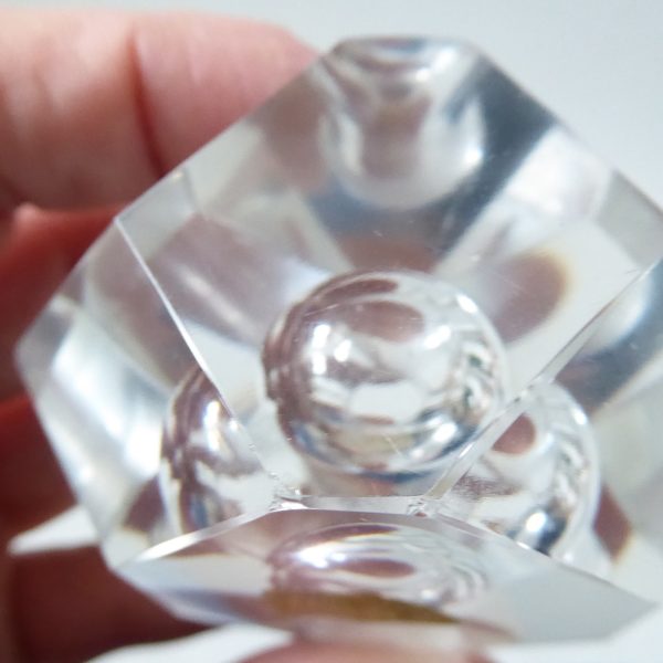 Vintage hand cut glass faceted crystal perfume bottle & stopper. Art Deco style - Image 12