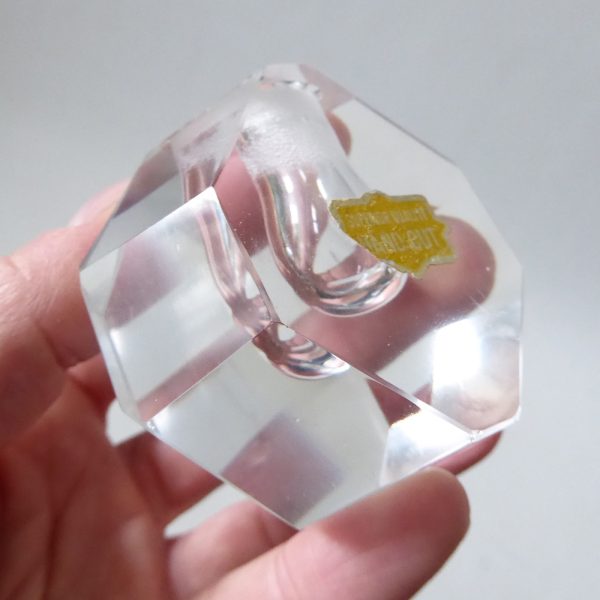 Vintage hand cut glass faceted crystal perfume bottle & stopper. Art Deco style - Image 8