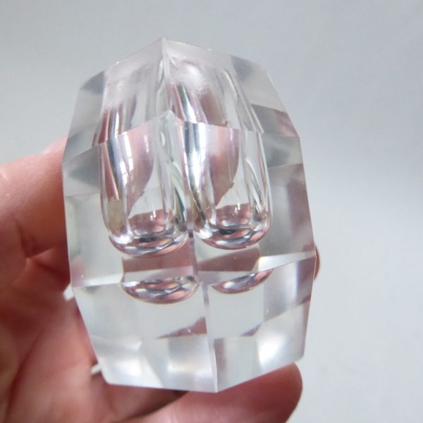 Vintage hand cut glass faceted crystal perfume bottle & stopper. Art Deco style - Image 10