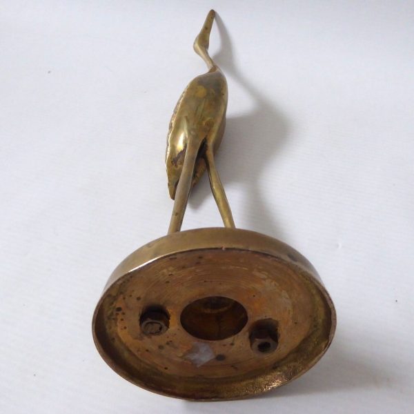 Vintage retro stretching stalk crane figurine brass modernist bird sculpture 70s - Image 11