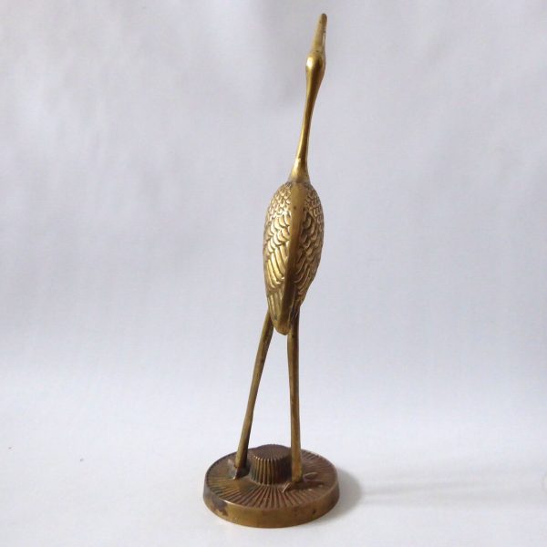 Vintage retro stretching stalk crane figurine brass modernist bird sculpture 70s - Image 3
