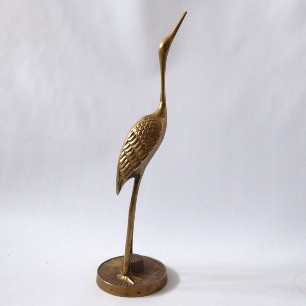 Vintage retro stretching stalk crane figurine brass modernist bird sculpture 70s - Image 4