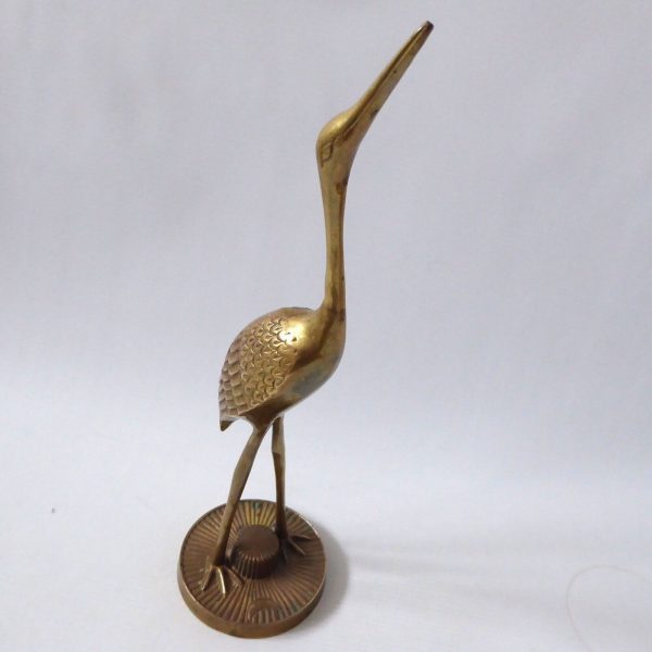 Vintage retro stretching stalk crane figurine brass modernist bird sculpture 70s - Image 6