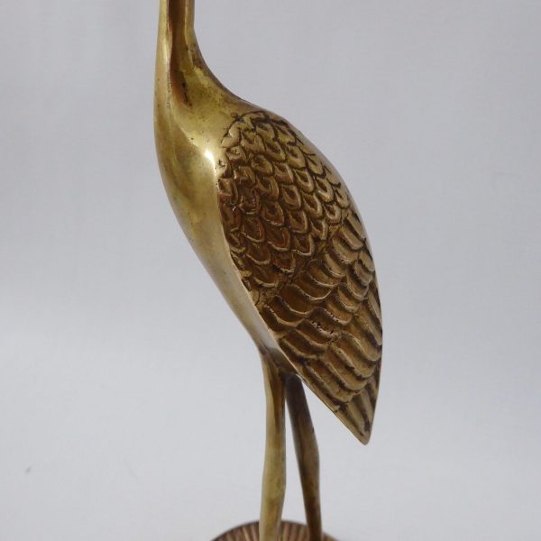 Vintage retro stretching stalk crane figurine brass modernist bird sculpture 70s - Image 8