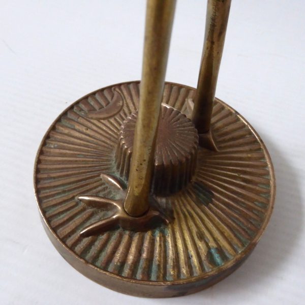 Vintage retro stretching stalk crane figurine brass modernist bird sculpture 70s - Image 9