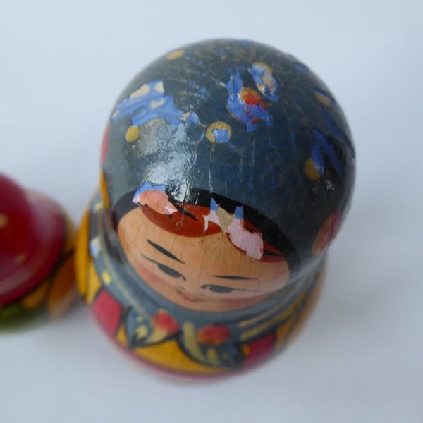 Vtg Russian USSR nesting dolls set 8 hand painted, Babooska Matryoshk folk art - Image 7
