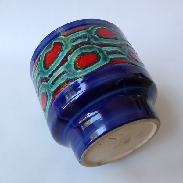 West German pottery ceramic plant pot holder planter, retro MCM. Strehla Jopeko? - Image 12