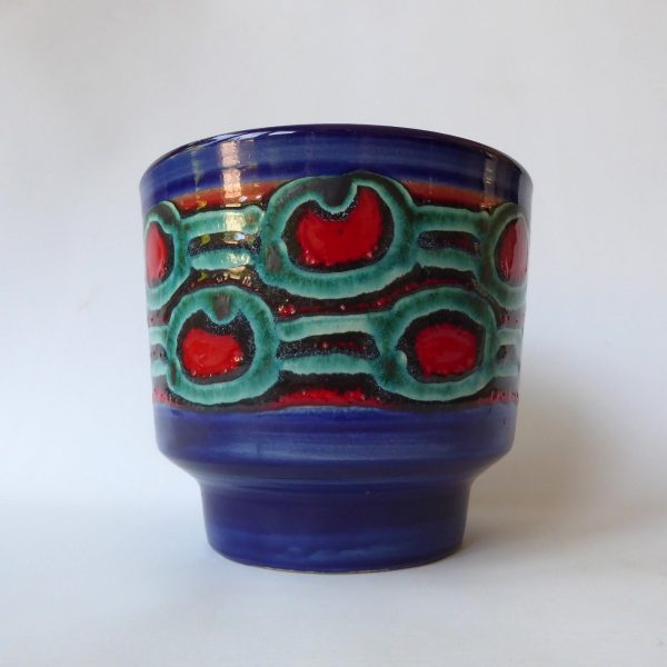 West German pottery ceramic plant pot holder planter, retro MCM. Strehla Jopeko? - Image 3