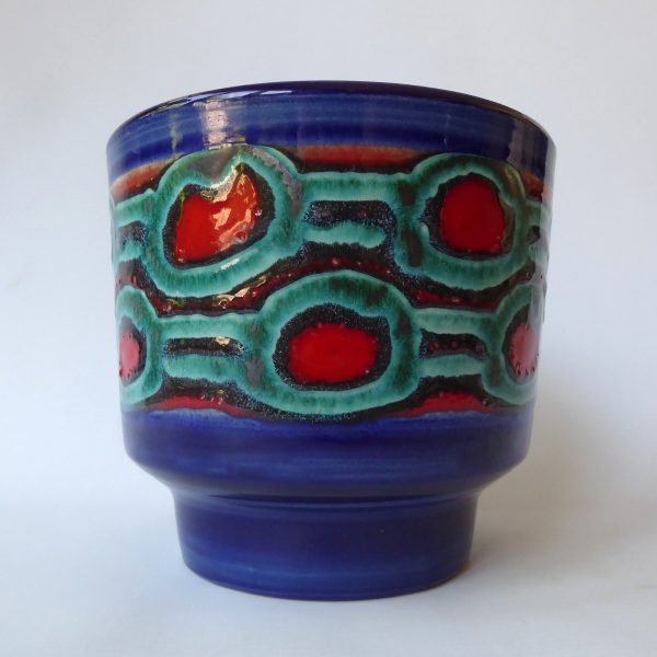 West German pottery ceramic plant pot holder planter, retro MCM. Strehla Jopeko? - Image 4