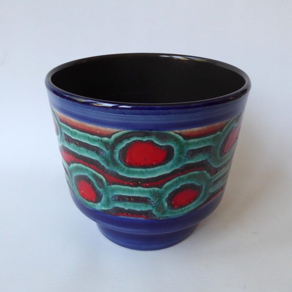 West German pottery ceramic plant pot holder planter, retro MCM. Strehla Jopeko? - Image 5