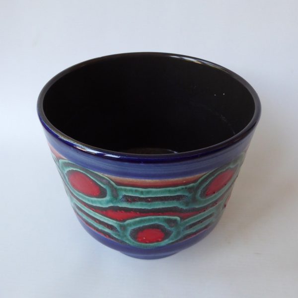 West German pottery ceramic plant pot holder planter, retro MCM. Strehla Jopeko? - Image 6