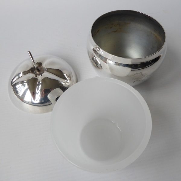 Yeoman vintage silver plated apple shaped jam pot glass lined. Sugar sauce 1950s - Image 11