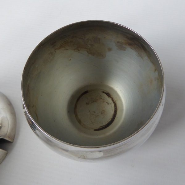 Yeoman vintage silver plated apple shaped jam pot glass lined. Sugar sauce 1950s - Image 14