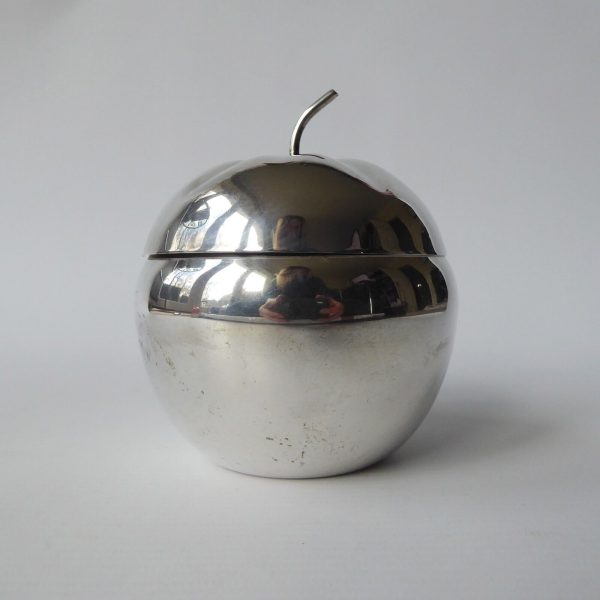 Yeoman vintage silver plated apple shaped jam pot glass lined. Sugar sauce 1950s - Image 4