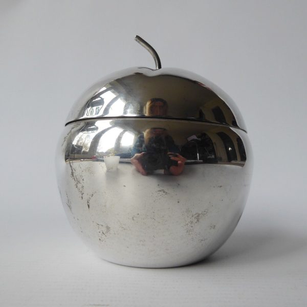 Yeoman vintage silver plated apple shaped jam pot glass lined. Sugar sauce 1950s - Image 5