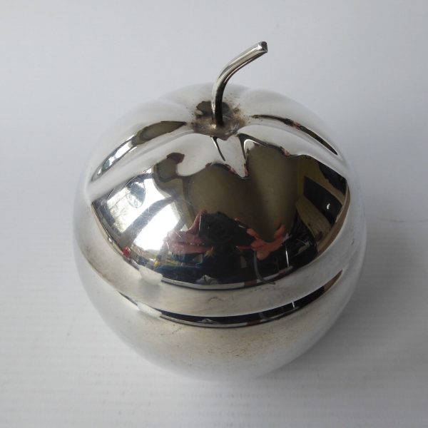 Yeoman vintage silver plated apple shaped jam pot glass lined. Sugar sauce 1950s - Image 6