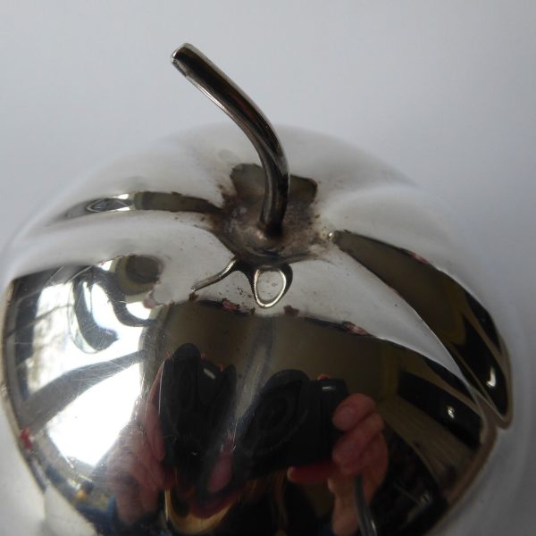 Yeoman vintage silver plated apple shaped jam pot glass lined. Sugar sauce 1950s - Image 9
