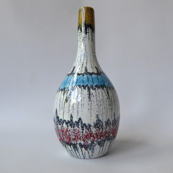 1950s Bitossi bud stem vase, Aldo Londi V222/18 Italy. Black & white vintage MCM - Image 3