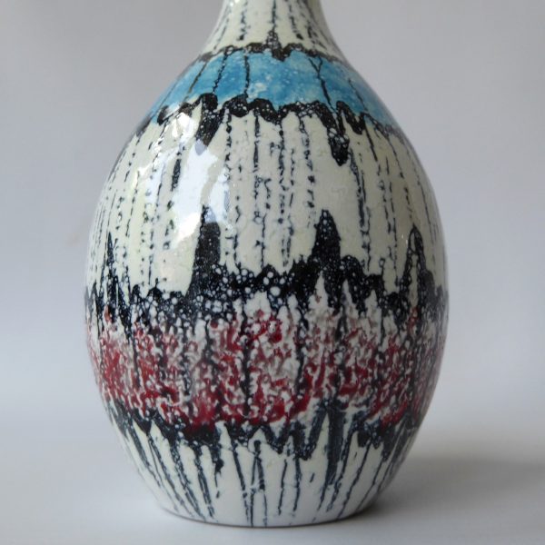 1950s Bitossi bud stem vase, Aldo Londi V222/18 Italy. Black & white vintage MCM - Image 4