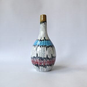 1950s Bitossi bud stem vase, Aldo Londi V222/18 Italy. Black & white vintage MCM
