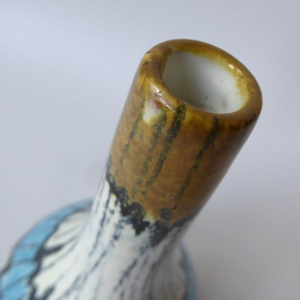 1950s Bitossi bud stem vase, Aldo Londi V222/18 Italy. Black & white vintage MCM - Image 6