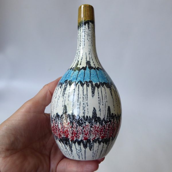 1950s Bitossi bud stem vase, Aldo Londi V222/18 Italy. Black & white vintage MCM - Image 10