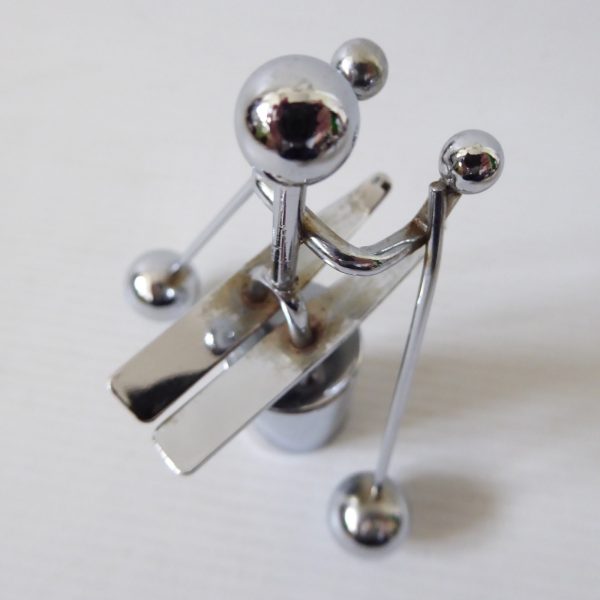 1980s ski steel balance rocking desk accessory vintage executive toy figurine - Image 6