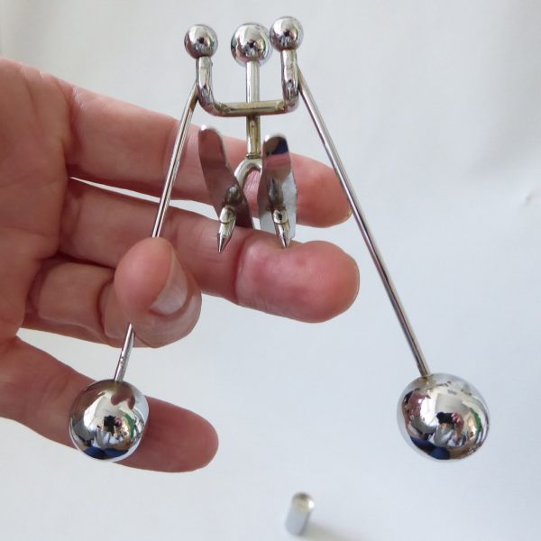 1980s ski steel balance rocking desk accessory vintage executive toy figurine - Image 9