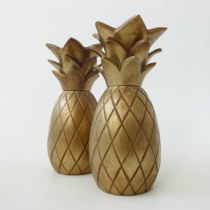 2 x solid brass pineapple candlesticks dinner candle holders vintage retro style