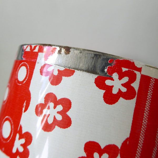 3 x 1960s 1970s retro red & white patchwork round tins, vintage crafts storage - Image 18